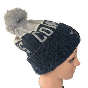 COWBOYS NFL SPELLOUT Knit Beanie Toboggan ERA slate gray sky blue Pom po…
